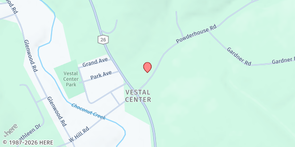 Map showing The Fathers Heart at 117 Powderhouse Road, Vestal, NY
