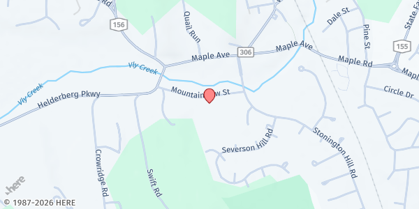 Map showing St. Matthews Church at 25 Mountainview Street, Voorheesville, NY