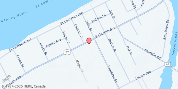 Map showing United Methodist Church at 116 Lincoln Ave, Waddington, NY