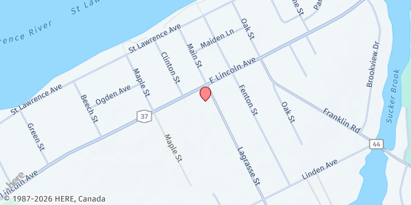 Map showing Waddington Family Resource Center Pantry at 10 LaGrasse Street, Waddington, NY