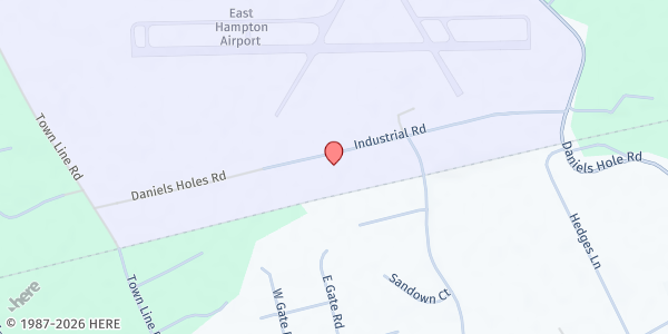 Map showing Hamptons Church Food Pantry at 69 Industrial Road, Wainscott, NY