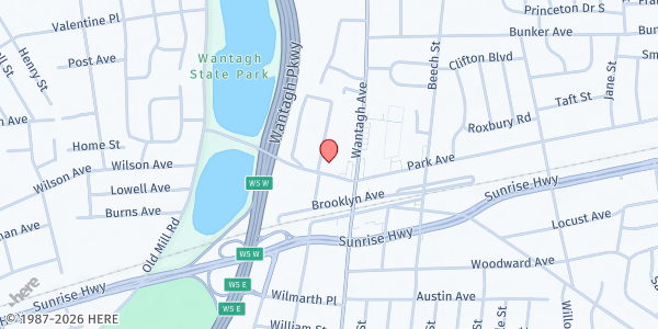 Map showing Wantagh Library at 3285 Park Avenue, Wantagh, NY