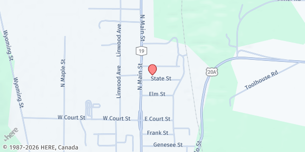 Map showing Valley Chapel Free Lunch at 3415 State Route 19S, Warsaw, NY