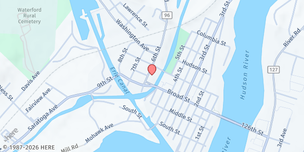 Map showing St. Mary's / St. Vincent DePaul Society Food Pantry at 119 Broad Street, Waterford, NY