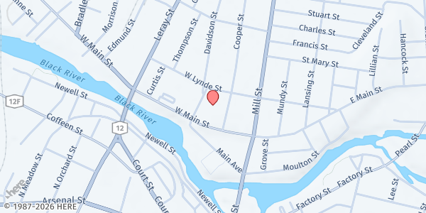 Map showing CAPC of Jefferson County Inc. Food Pantry at 518 Davidson Street, Watertown, NY
