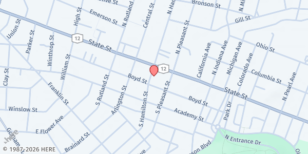 Map showing Community Meals @ Emmanuel at 119 South Hamilton Street, Watertown, NY