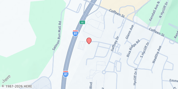 Map showing Feed Our Vets Watertown Food Pantry at 1291 Faichney Drive, Watertown, NY