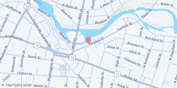 Map showing Watertown Urban Mission Food Pantry at 247 Factory Street, Watertown, NY