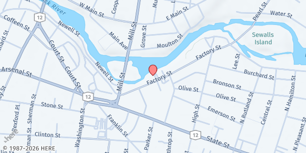 Map showing Watertown Urban Mission Pantry at 247 Factory Street, Watertown, NY