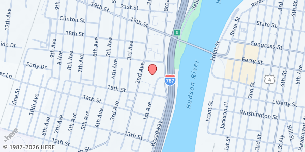 Map showing Hudson Shore Plaza at 1545 Broadway, Watervliet, NY