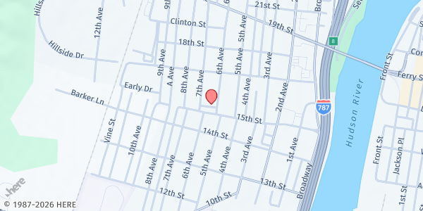 Map showing Redemption Church of Christ Watervliet at 1511 6th Avenue, Watervliet, NY
