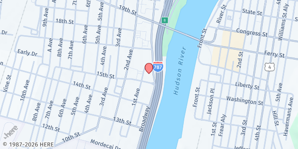 Map showing Watervliet Public Library at 1501 Broadway #1, Watervliet, NY