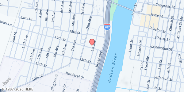 Map showing Watervliet United Methodist Church at 1401 1st Ave, Watervliet, NY