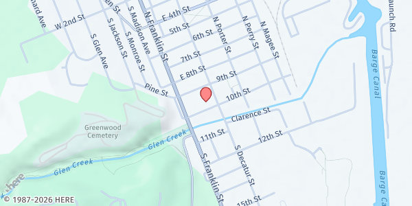 Map showing C.C. Schuyler/Schuyler Cty Outreach at 112 10th St., Watkins Glen, NY