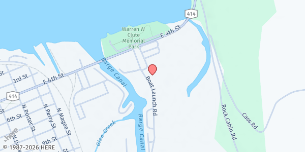 Map showing Mobile Food Pantry Watkins Glen at Community Center, 155 S Clute Park Drive, Watkins Glen, NY
