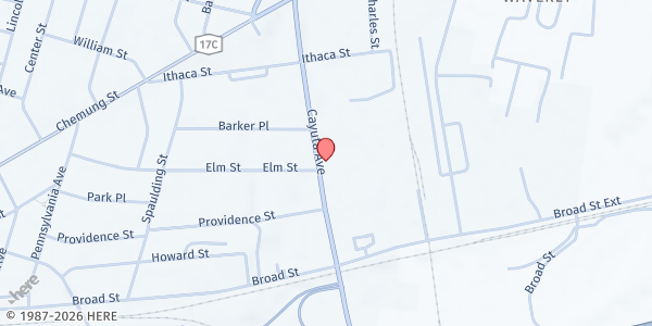 Map showing Parkers Produce Farm Stand at 468 Cayuta Avenue, Waverly, NY