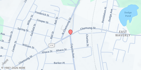 Map showing Valley Food Pantry at 418 Waverly Street, Waverly, NY
