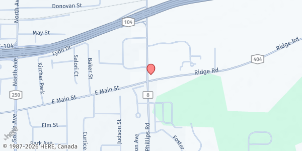 Map showing H.O.P.E. Ministry - Webster at 1450 Ridge Road East, Webster, NY