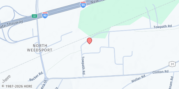 Map showing Brutus Sennett Food Pantry at 2892 Towpath Rd., Weedsport, NY