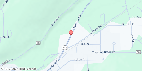 Map showing ACCORD Northern Lights PUP at 3474 Andover Road, Wellsville, NY