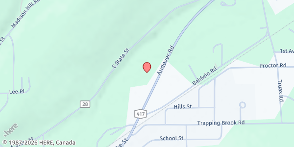 Map showing Northern Lights Candles at 3474 Andover Road, Wellsville, NY