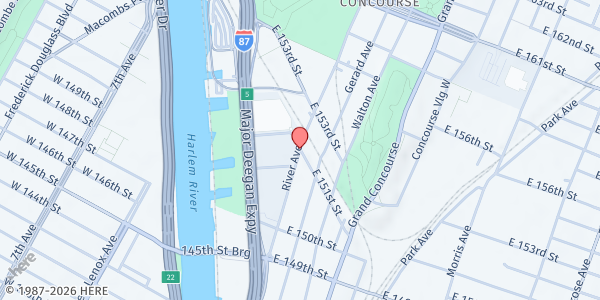 Map showing Bronx Terminal Market at 661 River Avenue, West Bronx, NY
