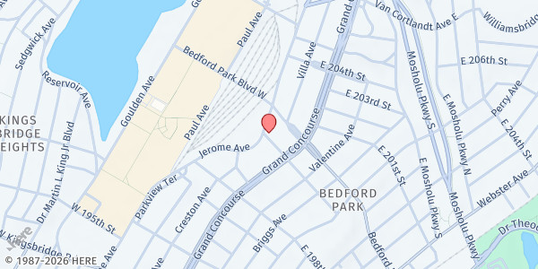 Map showing Iglesia Cristo El Refugio Eterno at 9 East 199th Street, West Bronx, NY