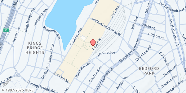Map showing Lehman College Food Pantry at 250 Bedford Park Boulevard West, West Bronx, NY