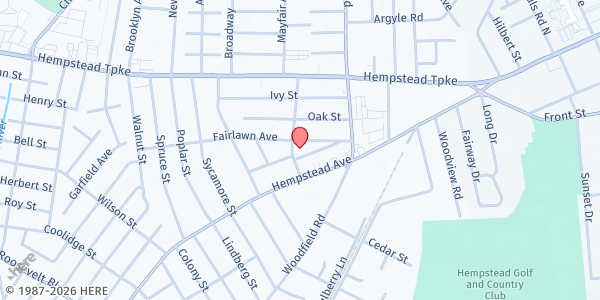 Map showing Horeb Alliance Church at 65 Morton Avenue, West Hempstead, NY