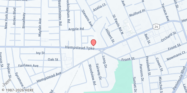 Map showing West Hempstead Holiness Church, Inc. at 30 West Hempstead Turnpike, West Hempstead, NY