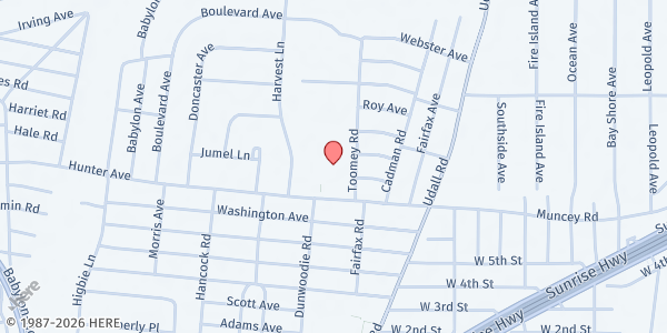 Map showing Our Lady of Lourdes Outreach at 455 Hunter Ave., West Islip, NY
