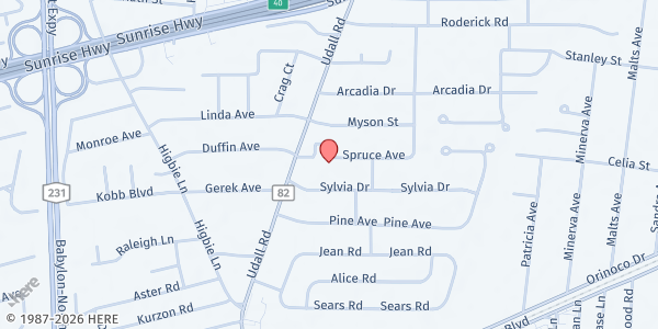 Map showing Westminster United Presbyterian Church at 109 Udall Road, West Islip, NY