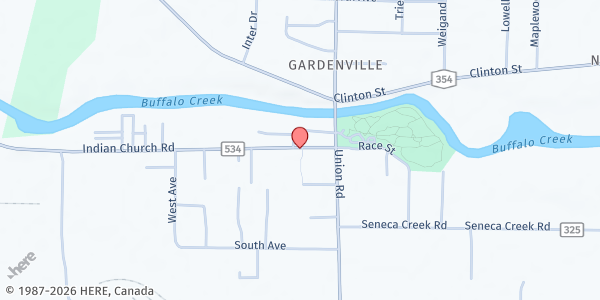 Map showing 14 HOLY HELPERS SHARING COMMITTEE at 1345 INDIAN CHURCH ROAD, WEST SENECA, NY