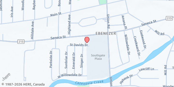 Map showing WEST SENECA COMMUNITY FOOD PANTRY at 51 ST DAVID DRIVE, WEST SENECA, NY
