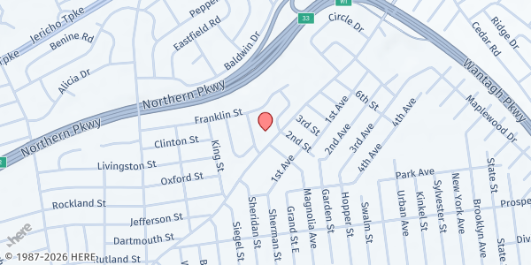 Map showing Community Pantry of LI at 835 Brush Hollow Road, Westbury, NY