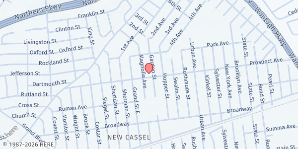 Map showing Eben-Ezer Haitian Baptist Church/Westbury at 859 Prospect Avenue, Westbury, NY