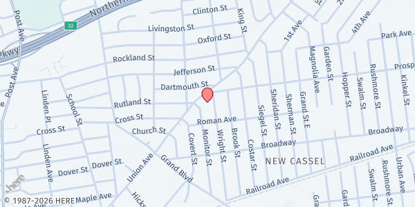 Map showing Family Health Center WIC at 682 Union Ave, Westbury, NY