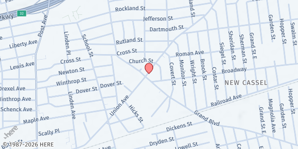 Map showing Holy Trinity Baptist - Westbury at 604 Union Ave, Westbury, NY