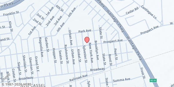 Map showing Westbury Gospel Tabernacle at 979 Prospect Ave., Westbury, NY