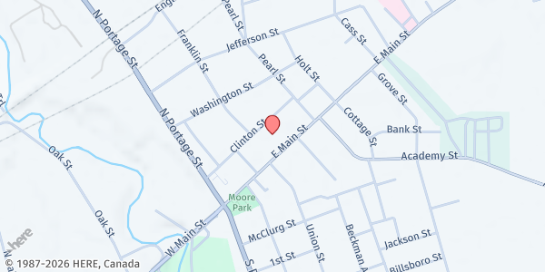 Map showing Westfield Community Kitchen - Food Distribution Center at 101 E Main St, Westfield, NY