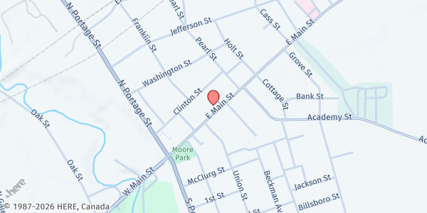 Map showing WESTFIELD FOOD PANTRY at 101 EAST MAIN ST, WESTFIELD, NY