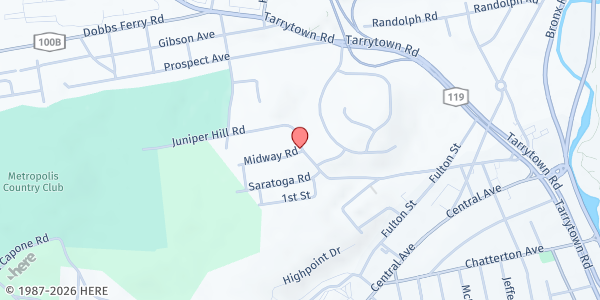 Map showing First Seventh Day Adventist Church Food Pantry at 180 JUNIPER HILL ROAD, WHITE PLAINS, NY