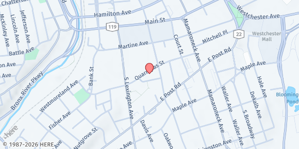 Map showing Thomas H Slater Center at 2 Fisher Ct, White Plains, NY
