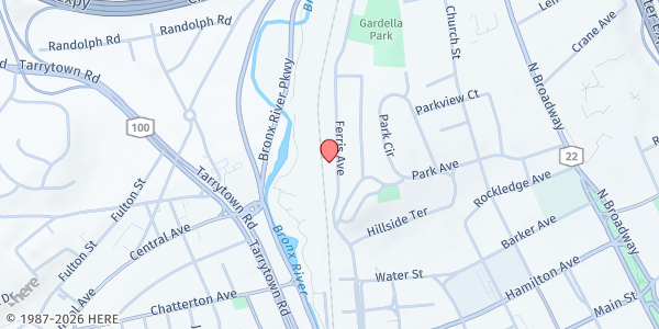 Map showing WHITE PLAINS COMMUNITY ACTION PROGRAM FOOD PANTRY at 70 FERRIS AVENUE, WHITE PLAINS, NY