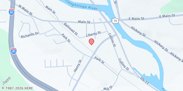 Map showing OFA - Vestal Senior Community Center at 12 Strongs Place, Whitney Point, NY