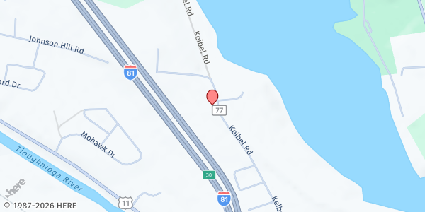 Map showing Whitney Point Ecumenical Food Pantry at 151 Keibel Road, Whitney Point, NY