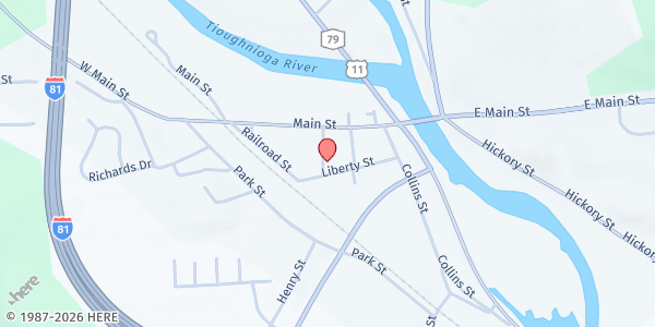 Map showing Whitney Point United Methodist Church at 7311 Collins Street, Whitney Point, NY