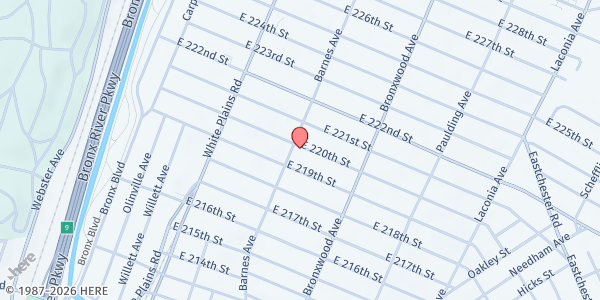 Map showing Gospel Tabernacle Church Bronx at 3818 Barnes Avenue, Williamsbridge, NY