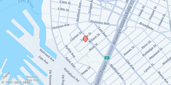 Map showing Independence Older Adult Center at 114 Taylor Street, Williamsburg, NY