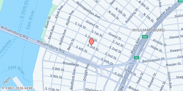 Map showing Los Sures Social Services - Southside United H.D.F.C. at 145 South 3rd Street, Williamsburg, NY